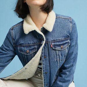 ANTHROPOLOGIE Levi's Sherpa Trucker Jean Jacket